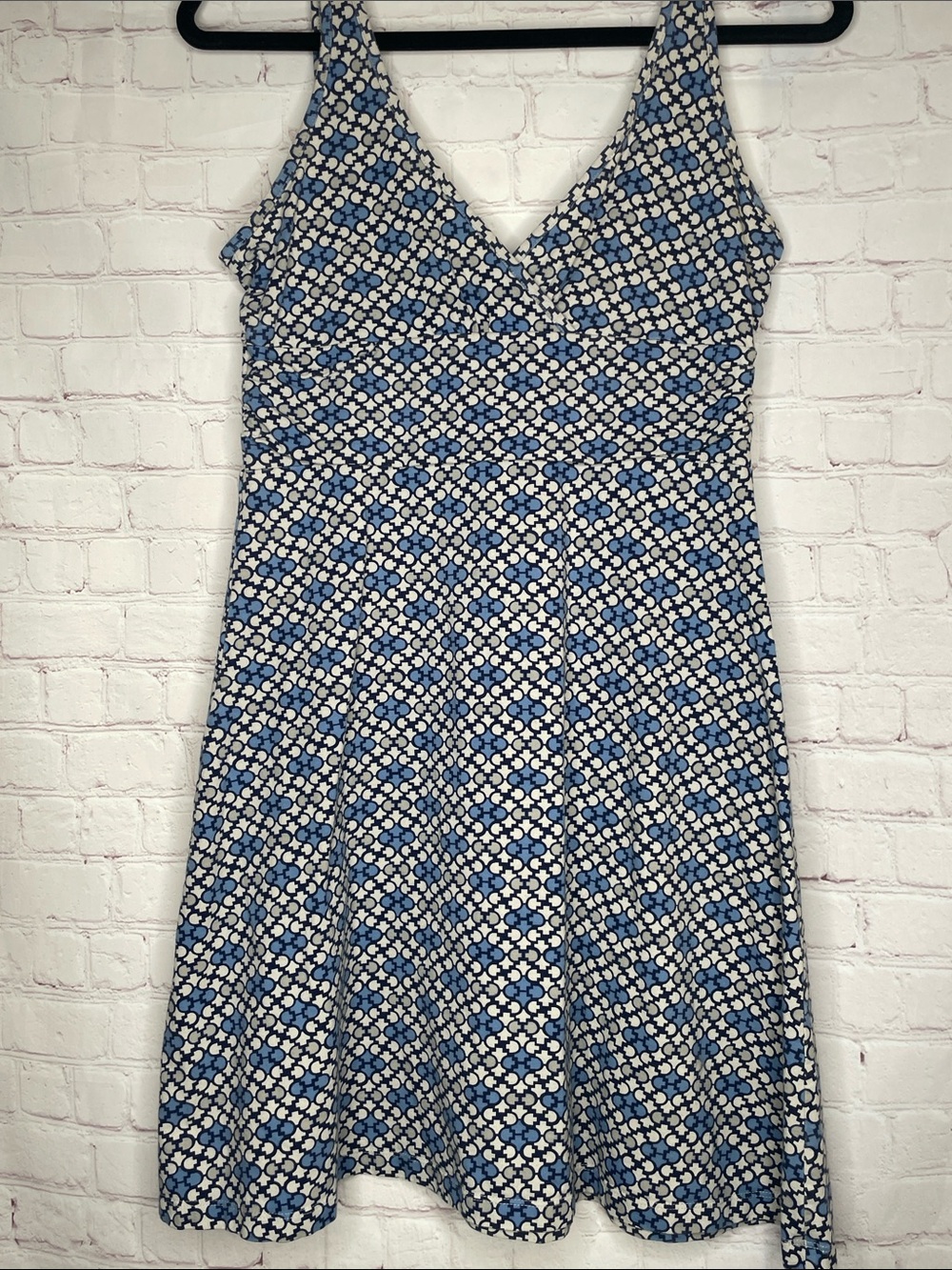 Patagonia Margot Tank Dress Geometric Patterned Blue Organic Cotton Spandex M